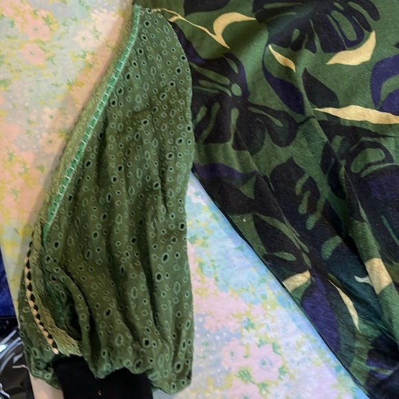 Anthropologie X Bl^nk London | Monstera Knit Top w. Billowy Eyelet Sleeves Small - Picture 6 of 9